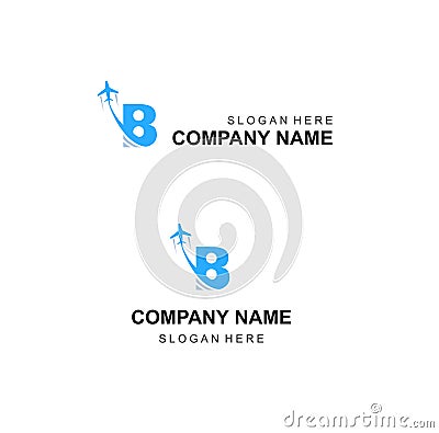 travel company logo letter B flying bonus tour Vector Illustration